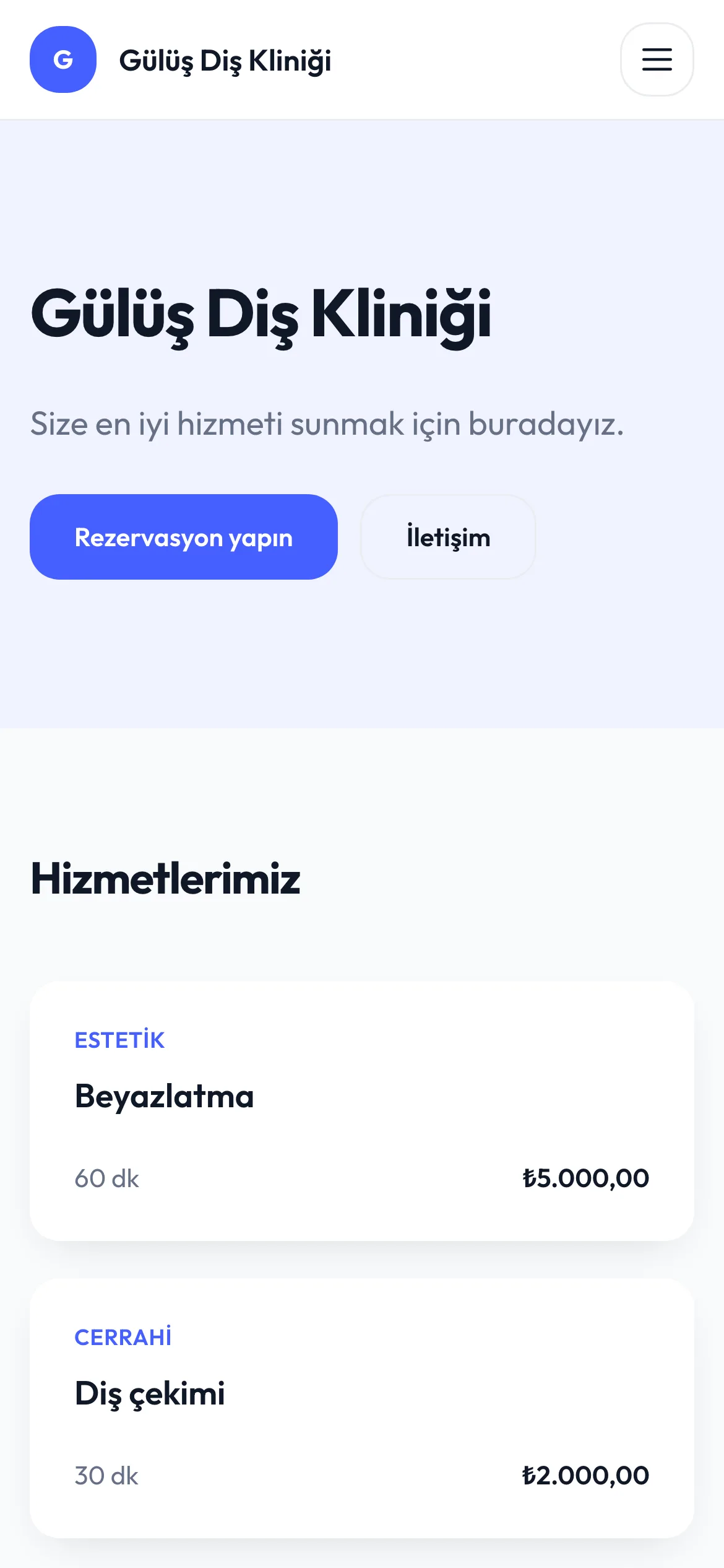İşletme web sitesinin telefondaki görünümü